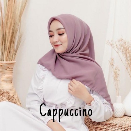 Kerudung Segiempat Polos BELLA SQUARE Hijab Pollycotton Jilbab Bela Grosir Murah PART 1-BELLA CAPPUCINO
