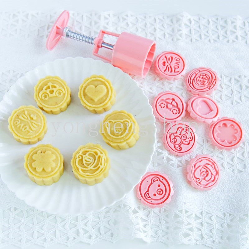 9pcs / set Cetakan Kue Bulan / Cookies / Pastry DIY 8 Model Stempel 50g