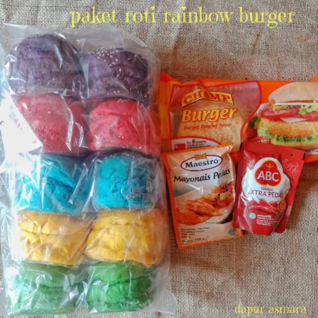 

paket roti rainbow+chiken+saos+mayo