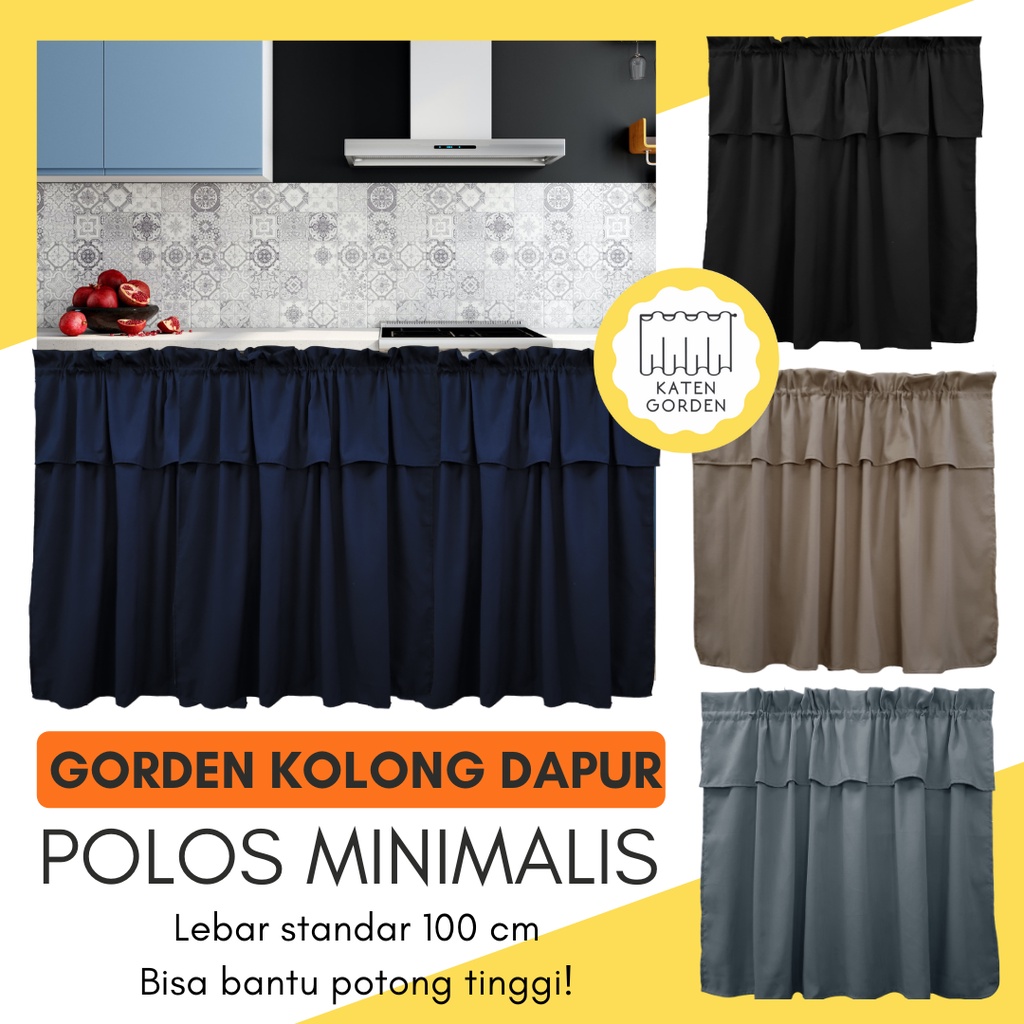 Gorden Kolong Dapur Polos Hitam / Hordeng Kolong Dapur Minimalis Modern Abu