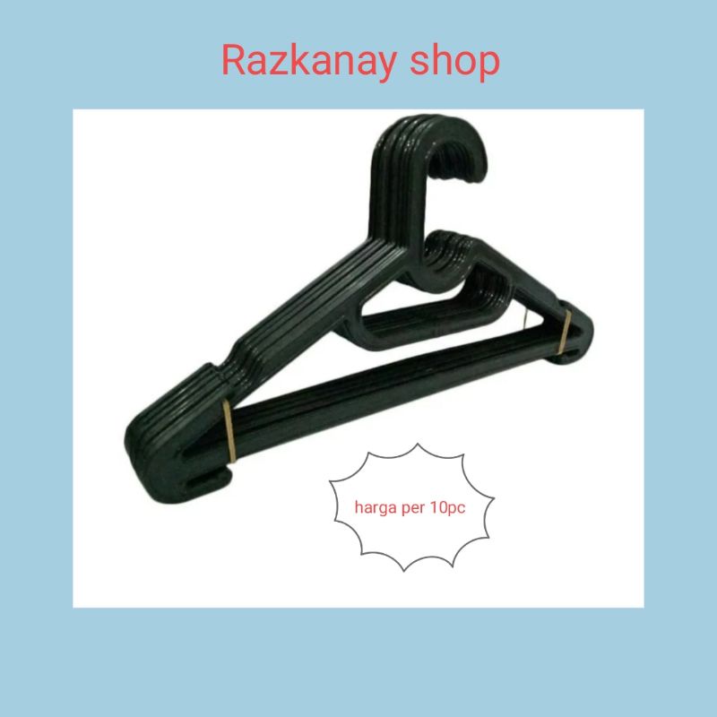 hanger gantungan baju plastik kuat lentur 12 pc hitam