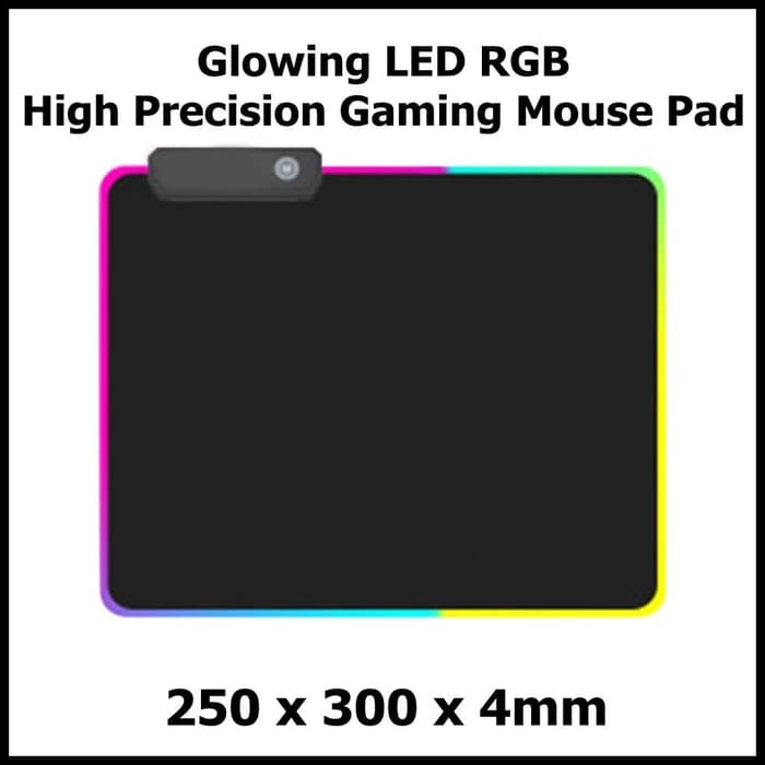 Glowing LED High Precision Gaming Mouse Pad RGB 250 x 300 x 4mm Black