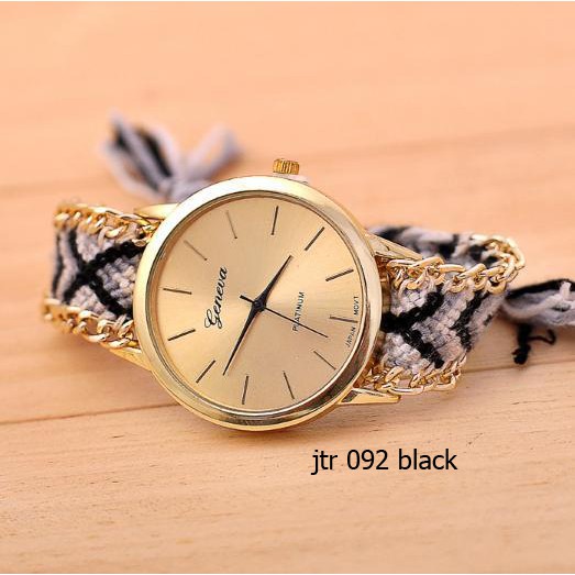 Jam Tangan Cewek Geneva rajut / jtr 092 black