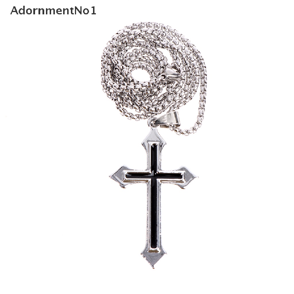 (AdornmentNo1) Kalung Rantai Titanium Steel Pendan Salib Yesus Gaya Hip Hop