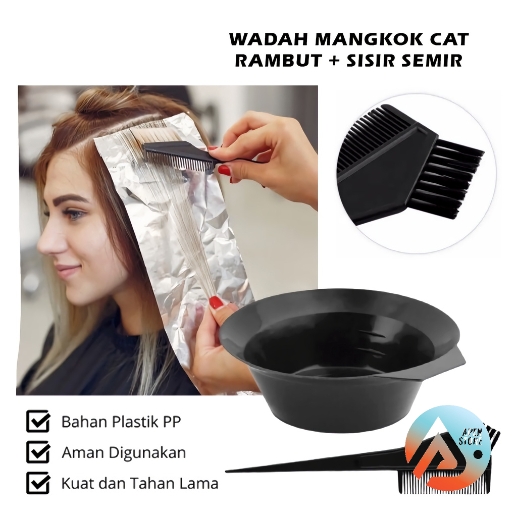 APEN Mangkuk Cat Rambut + Sisir Semir Wadah Mangkok Tempat Mewarnai Rambut Alat Bahan Plastik