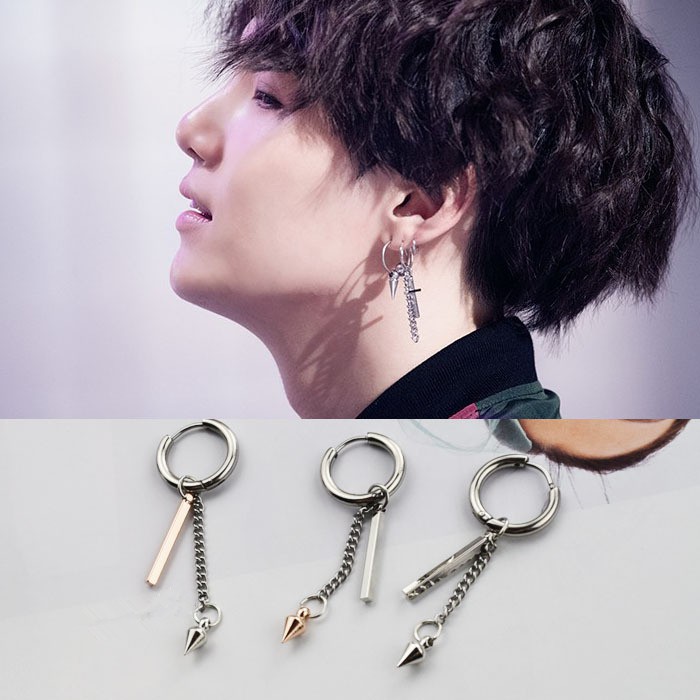 [Bayar Di Tempat]1 pcs KPOP BTS bt21 Hip Hop Punk Earring Jewelry Stud Stud earring