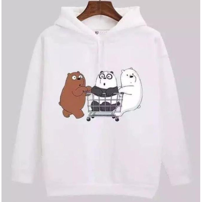 Produk Terbaru Sweater Hoodie Fashion Branded Panda White Pria Wanita Bahan Premium - Putih, S