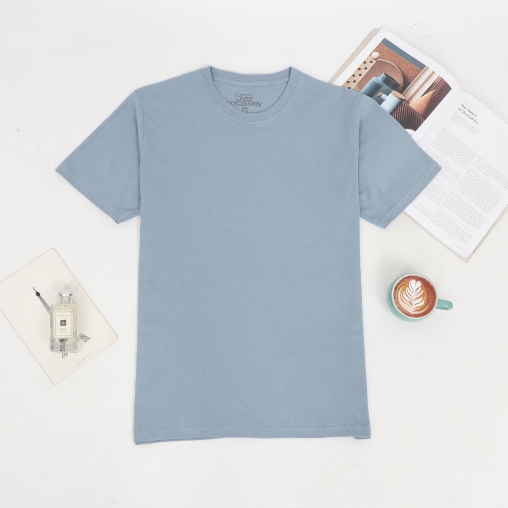 [LANGSUNG DARI PABRIK] Kaos Polos cotton combed 24s / ONECK / unisex / tangan pendek / baju pria-STONEBLUE