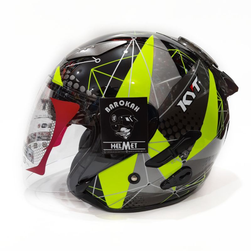 Helm kyt galaxy slide motif seri 6 black yellow fluo
