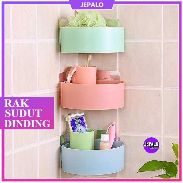 Rak Sudut dinding Kamar Mandi segitiga / Rak Holder Kamar Mandi / Tempat Sabun Shampoo Tempel / Rak 