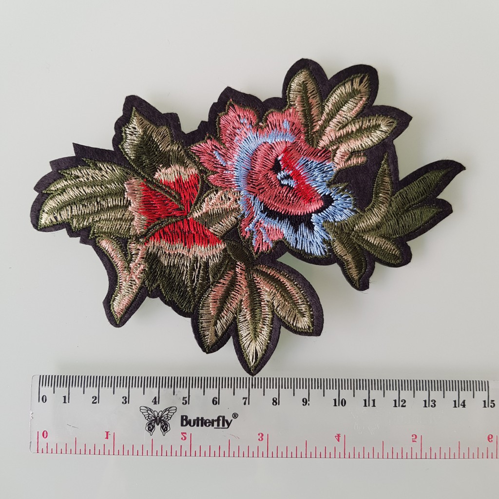Aplikasi Patch Emblem Bordir Leafy Flower Bunga Daun