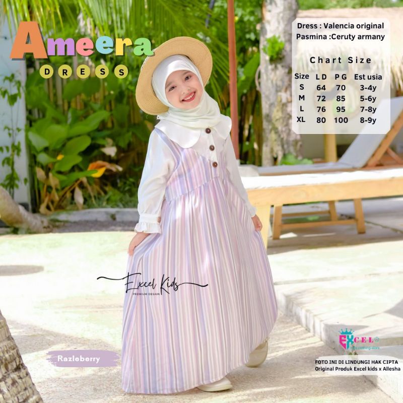 GAMIS ANAK SYARI AMEERA KIDS ORI EXCEL VALENCIA SET PASHMINA