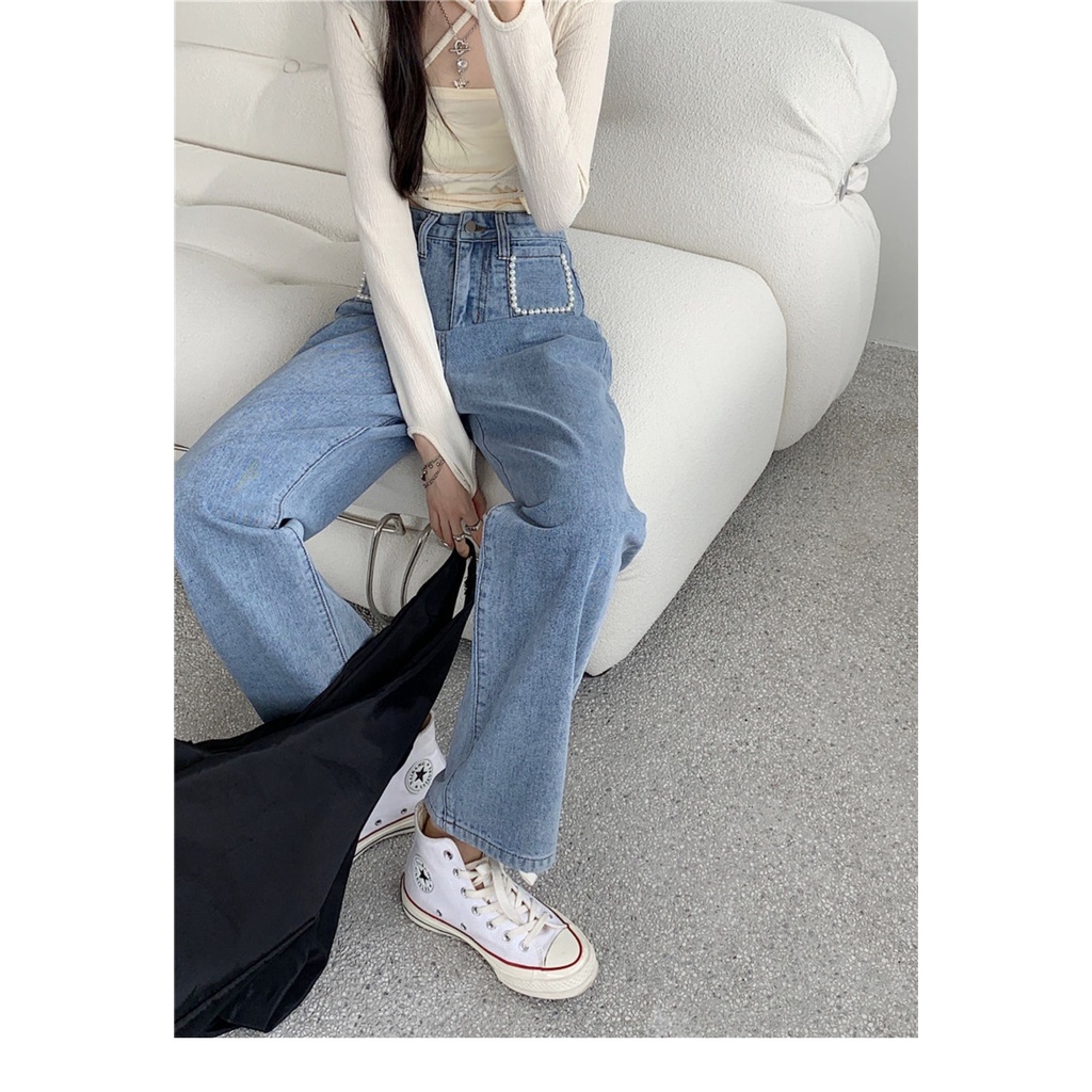 Korean Style Celana Jeans Highwaist Wanita Kekinian  Boyfriend Jeans