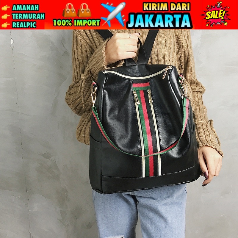 TI 3127 - RANSEL FASHION WANITA KOREA TAS RANSEL IMPORT WANITA MURAH RANSEL KULIAH - E