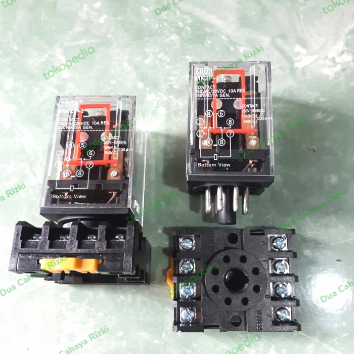 relay riley 24 VDC + socket ZHON MK2P-I koil tembaga setara OMRON - relay aja