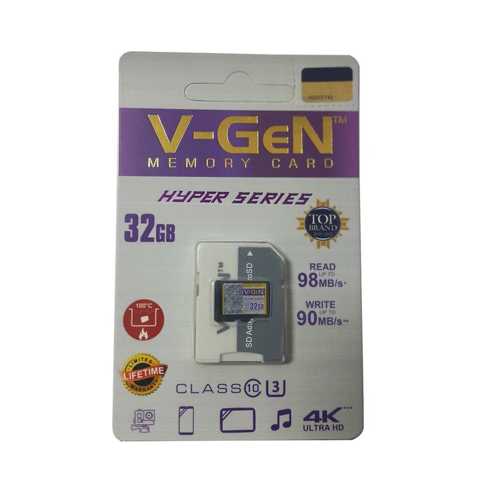 Produk Unggulan Microsd V-Gen 32Gb + Adapter Hyper 98Mb/S (Microsd Vgen) Memory Hp Bergaransi