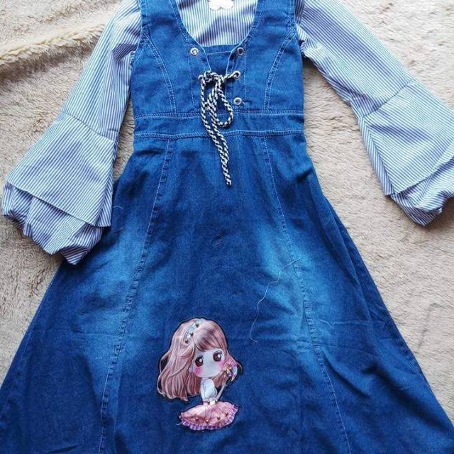 Baju gamis muslim anak denim