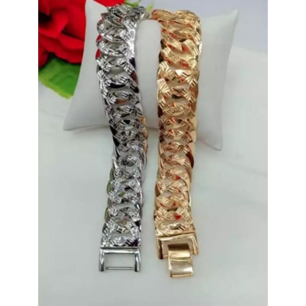 Gelang Tangan Motif Rantai Tipis Gelang Titanium Gold Lapis Emas 24k