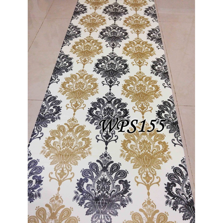 WPS155 soft yellow n black gold Wallpaper sticker dinding