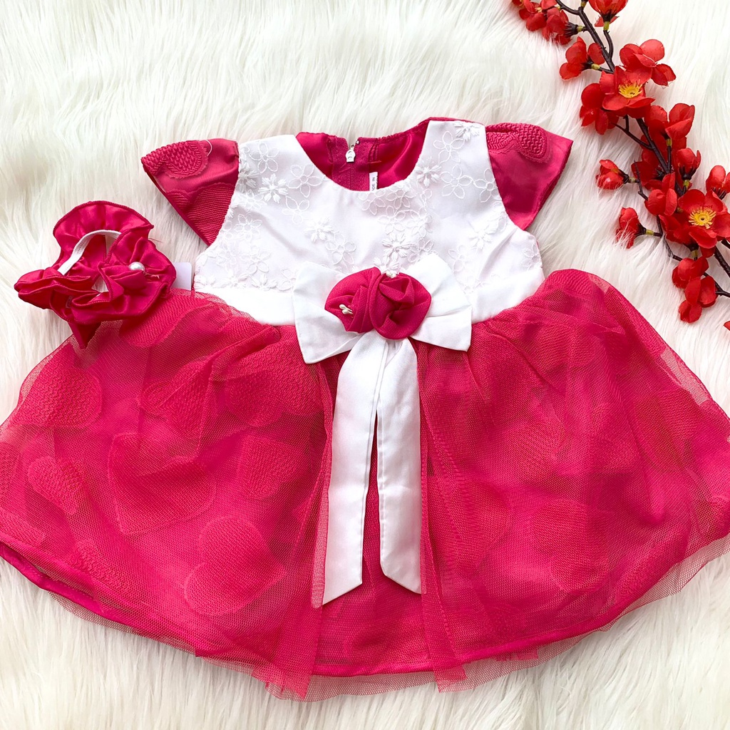 Baju party tile dress bayi cewek  pergi pesta kondangan fashion anak perempuan murah -mil