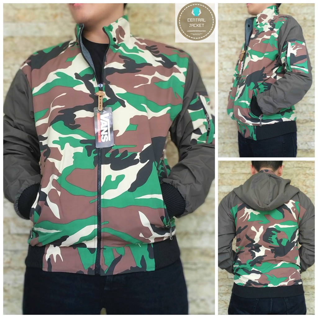 JAKET PRIA BOLAK BALIK MOTIF LORENG HIGH QUALITY - JAKET BOLAK BALIK PRIA  ARMY PREMIUM