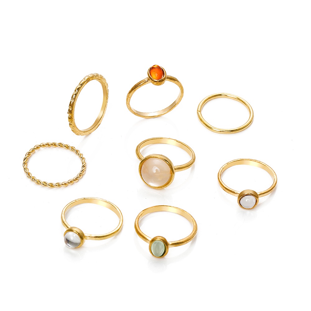 Cincin Opal Warna Creative Net Red Joint Ring Set 8pcs