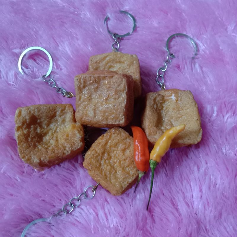 kay20 - Gantungan kunci unik tahu lucu murah COD souvenir viral-2