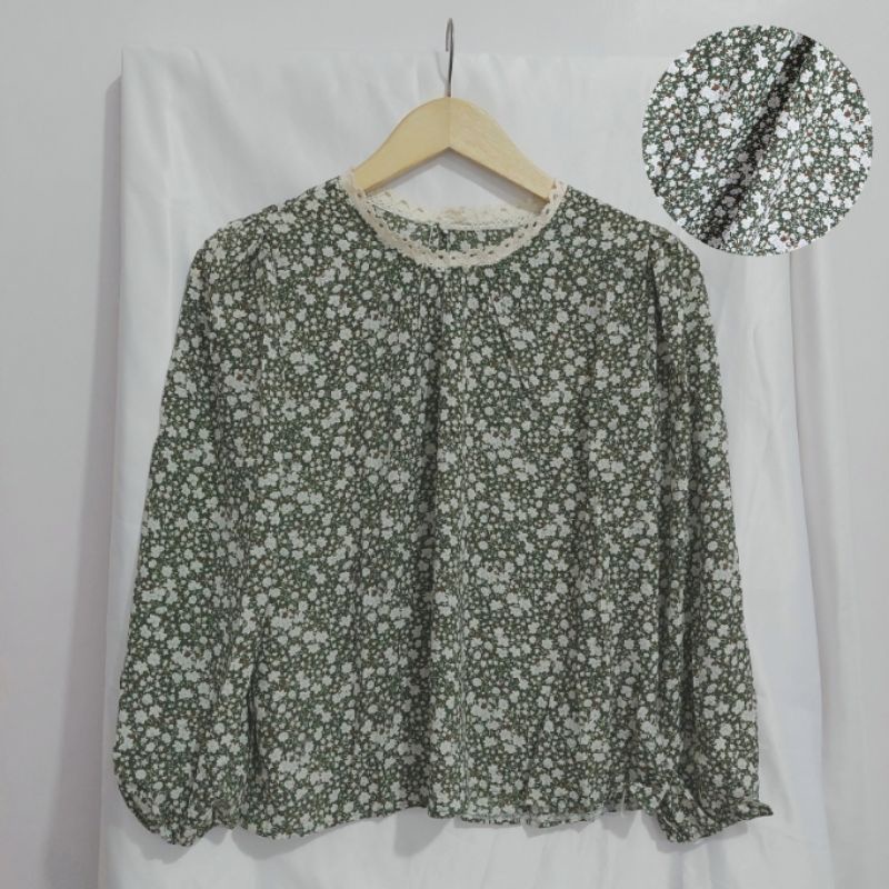 【BISA COD】Chiffon Lace Floral Blouse wanita Lengan Panjang summer atasan blus import cewek-Motif 11