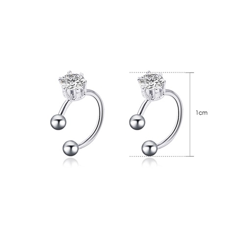 LRC Anting Fashion White K Zircon C-shaped Metal Earrings Without Holes