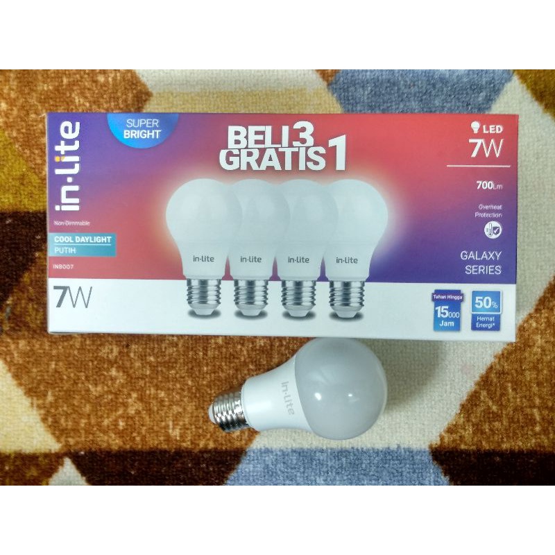 Lampu Led in-lite 7 Watt Dan 9 Watt Beli 3 Gratis 1 Galaxy Series