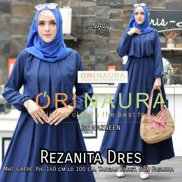 RHS ~ rezanita dress gamis muslim baju lebaran bahan crepe ori solo by naura