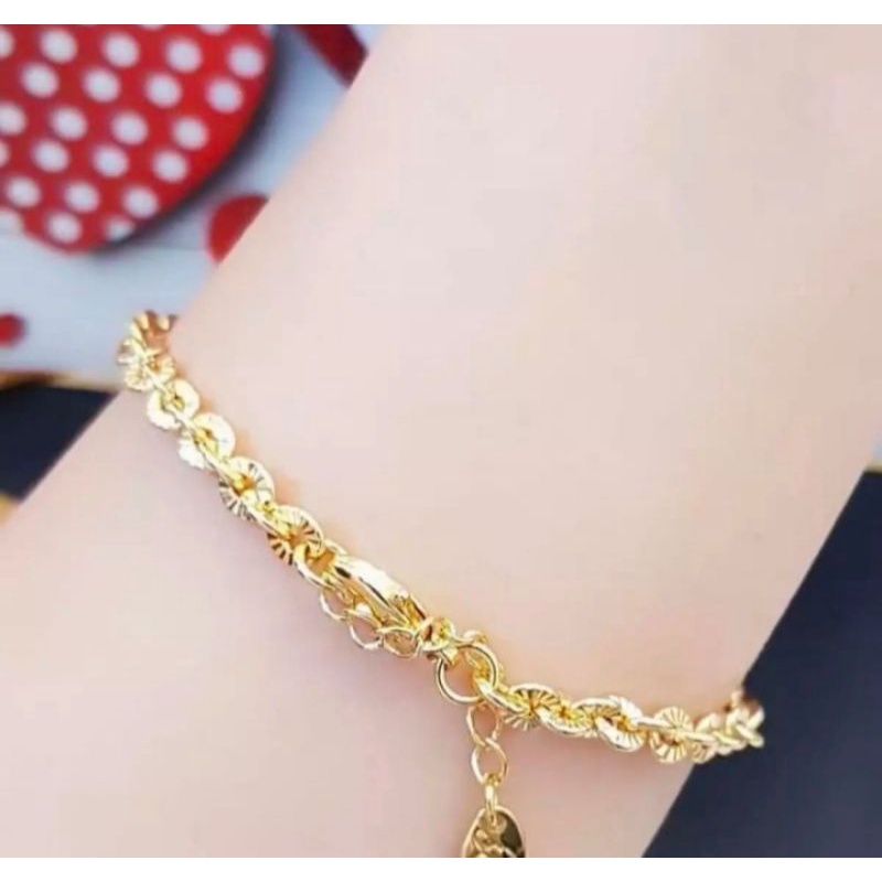 gelang tangan Nuri dilapisi kuning emas 24k fashion wanita titanium original anti luntur dan karat