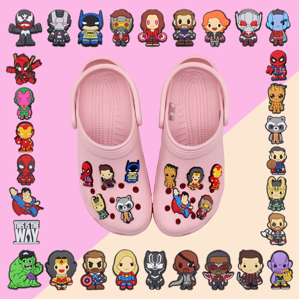 Marvel 30pcs Motif Kartun accessories Jibbitz shoe charms crocs Pin Aksesoris Sandal Pria Bahan DIY untuk decorate sepatu