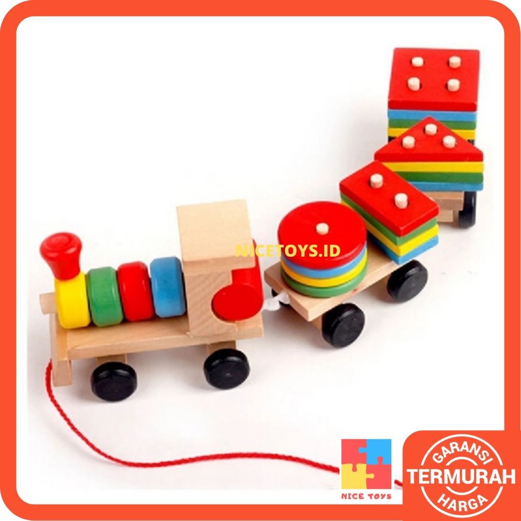 Wodden Shape Matching Train Mainan Balita Wooden Toys Mainan Kayu Mainan Anak 2 Tahun Puzzle Kayu