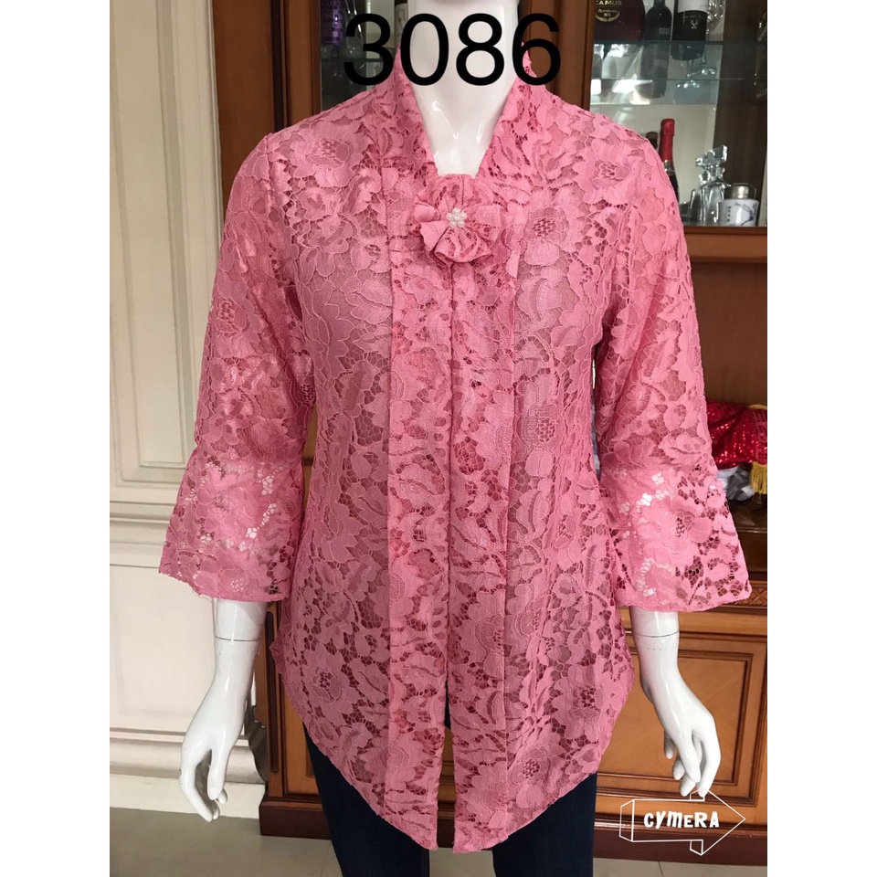 Atasan Kebaya Melina full brukat plus bros kebaya brukat modern 2022/kebaya modern/kebaya pesta