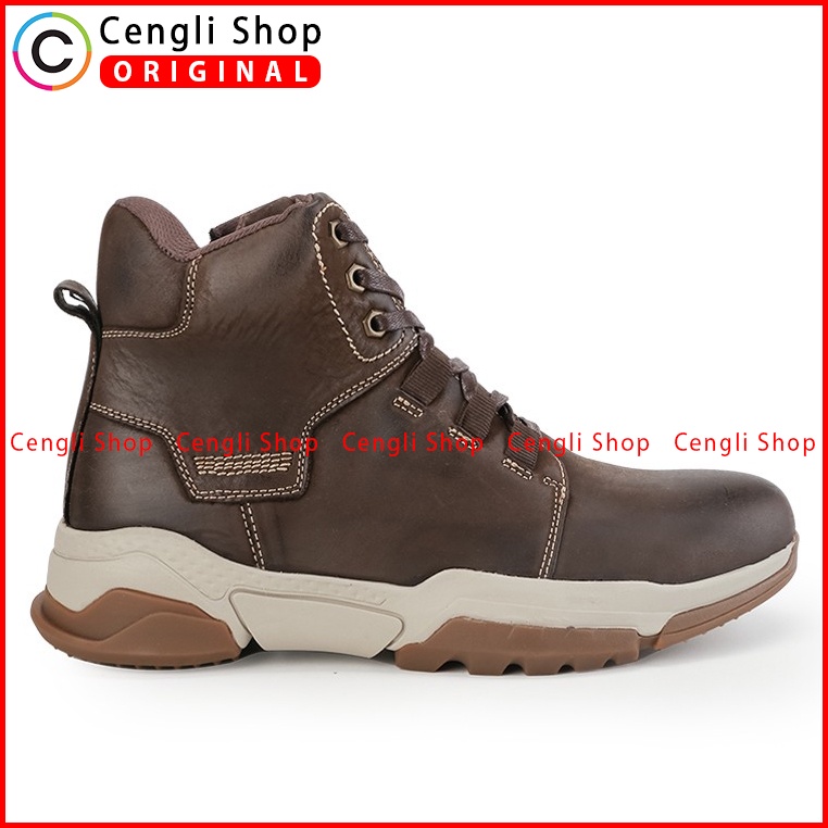 SEPATU BOOT CASUAL JIM JOKER PRIA ORIGINAL KULIT ASLI COKLAT JJ14