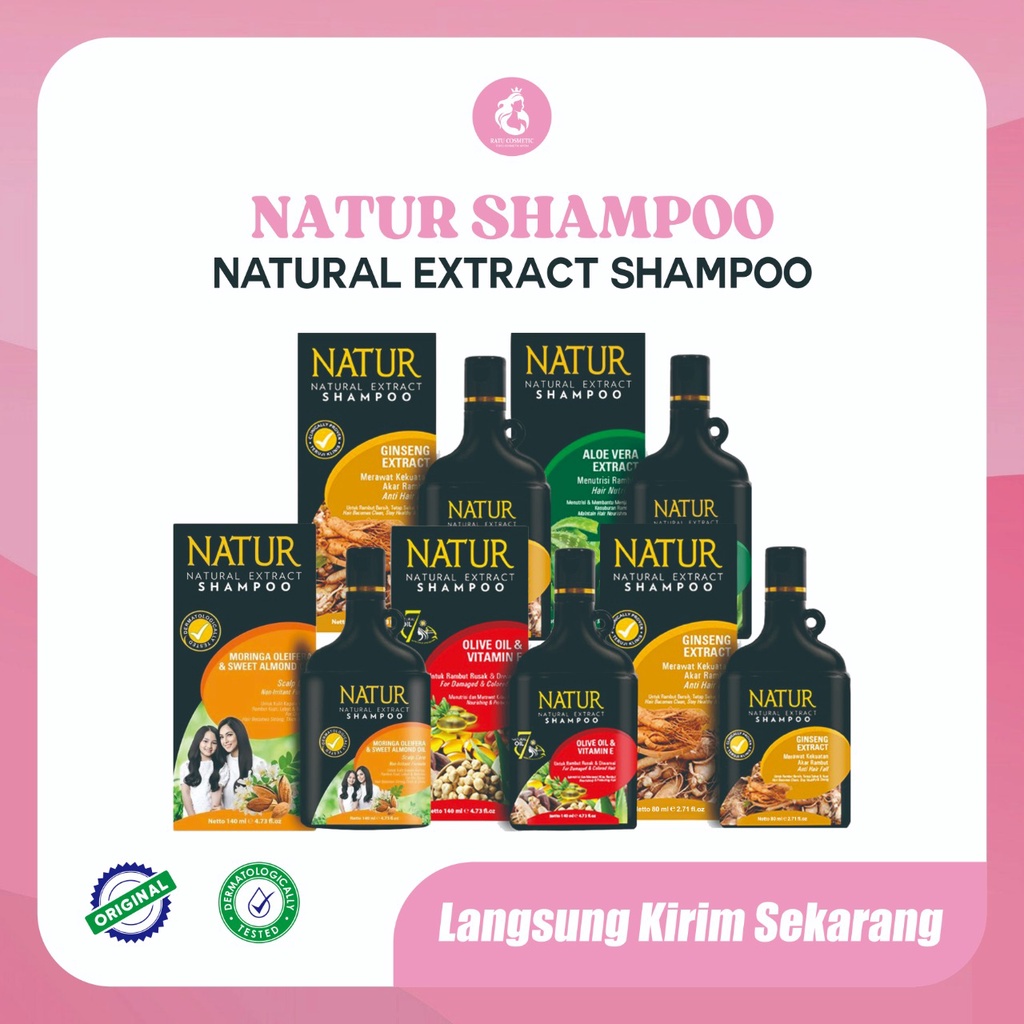 NATUR NATURAL EXTRACT SHAMPOO BPOM RESMI 80ML/ 140ML (GROSIR)