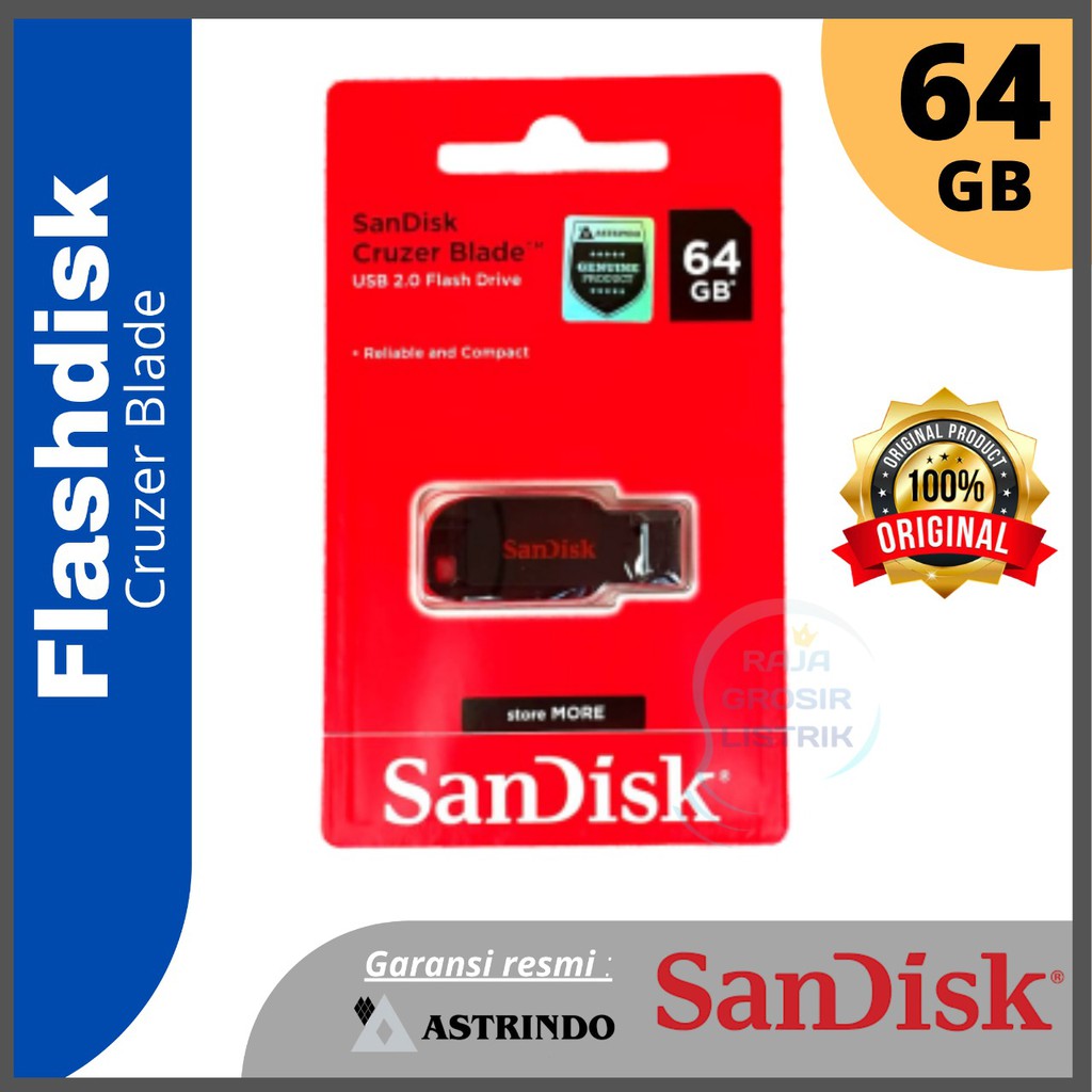 Sandisk Cruzer Blade USB Flashdisk 64 GB ORIGINAL Garansi Resmi Supermurah