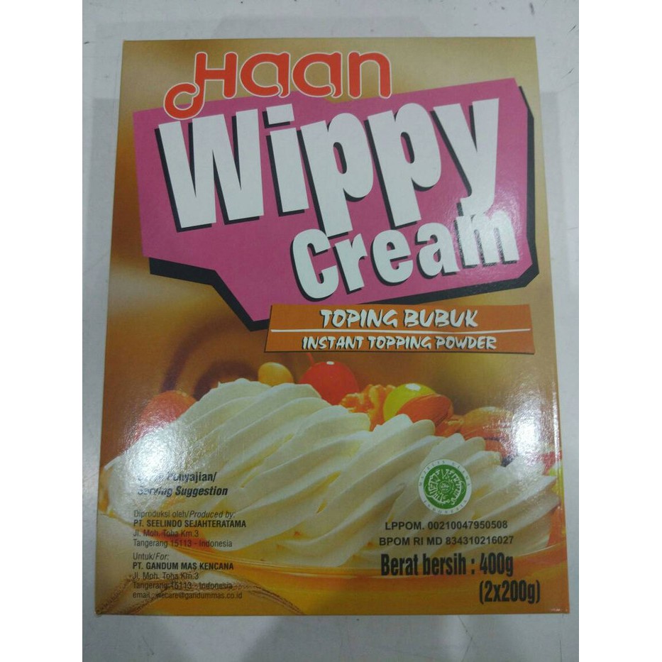 

Free Ongkir wippy cream / whipping / whipped cream HAAN 400 gram BUBUK Berkualitas