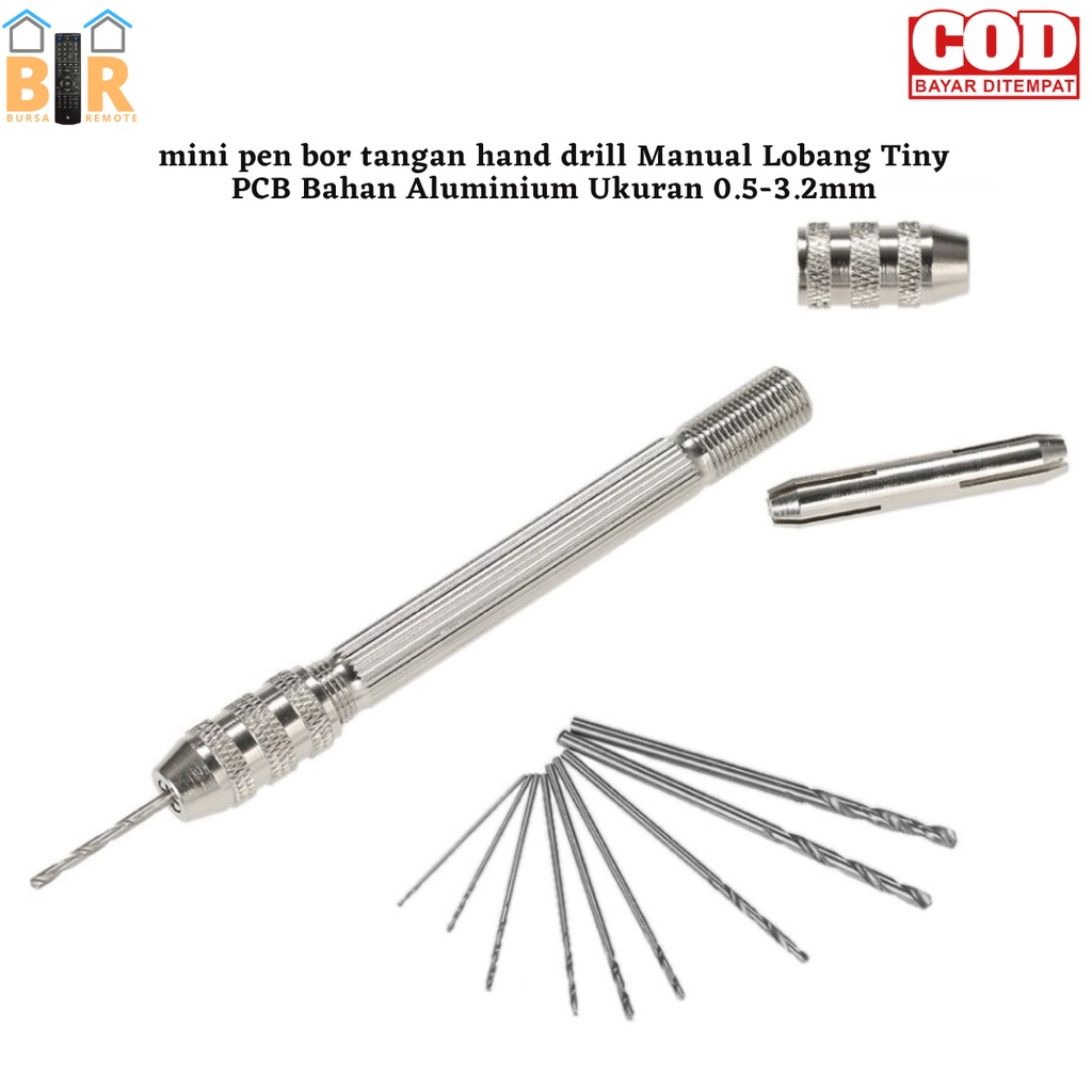 mini pen bor tangan hand drill Manual Lobang Tiny PCB Bahan Aluminium Ukuran 0.5-3.2mm