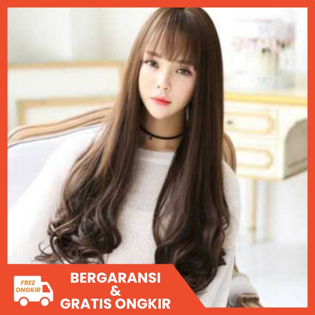 wig rambut palsu gelombang panjang wavy keriting wik warna wiq hairclip hair clip wanita korea