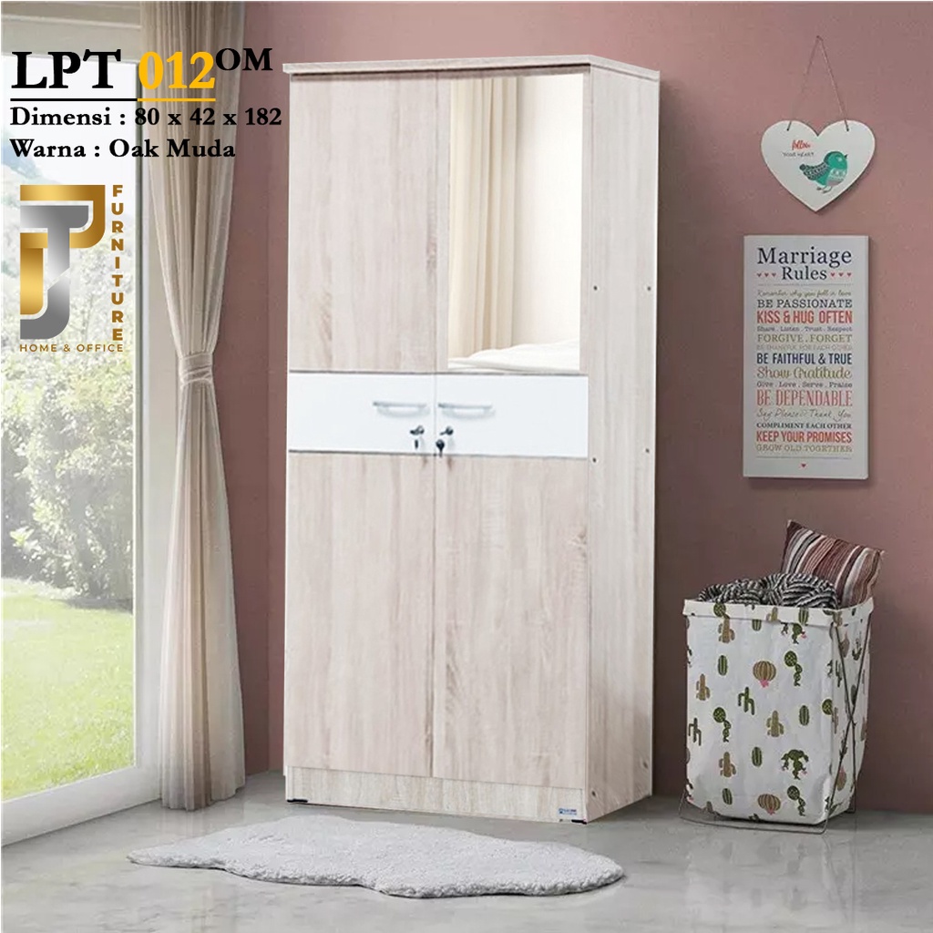Furniture - Lemari Baju - Lemari Pakaian 2 Pintu + Cermin LPT 012 Termurah PONTIANAK