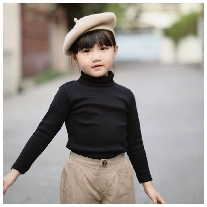 Sweater Turtleneck Anak Perempuan/ Sweater Anak Leher Tinggi / Baju Rajut Anak Premium Lengan Panjang