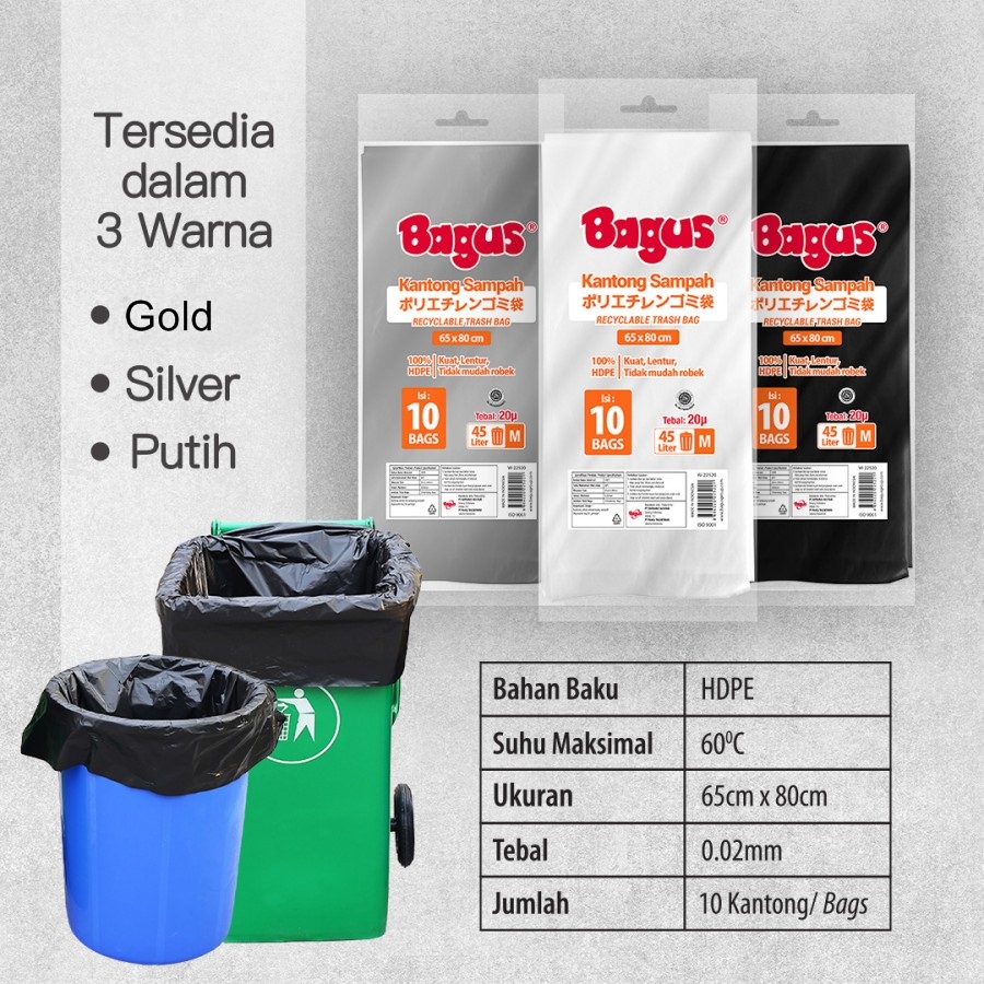 KANTONG SAMPAH M UK 65 CM X 80 CM BAGUS PLASTIK RECYCLABLE TRASH BAG