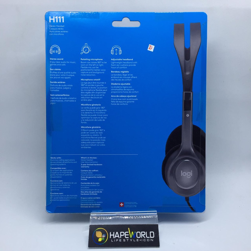 LOGITECH STEREO HEADSET H111 ORIGINAL GARANSI 1 TAHUN