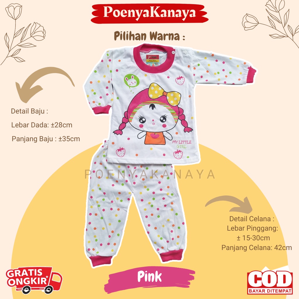 Setelan Baju Bayi Piyama Bayi Panjang Perempuan CRY Viori 6-18 Bulan SPY130