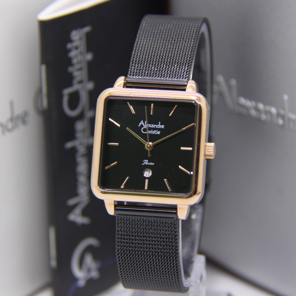 ALEXANDRE CHRISTIE 2869 BLACK ROSEGOLD WANITA ORIGINAL AC2869 AC 2869 JAM TANGAN CEWEK ARLOJI CEWEK