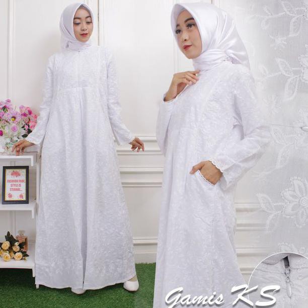Perlengkapan Haji/Gamis Putih Katun Paris