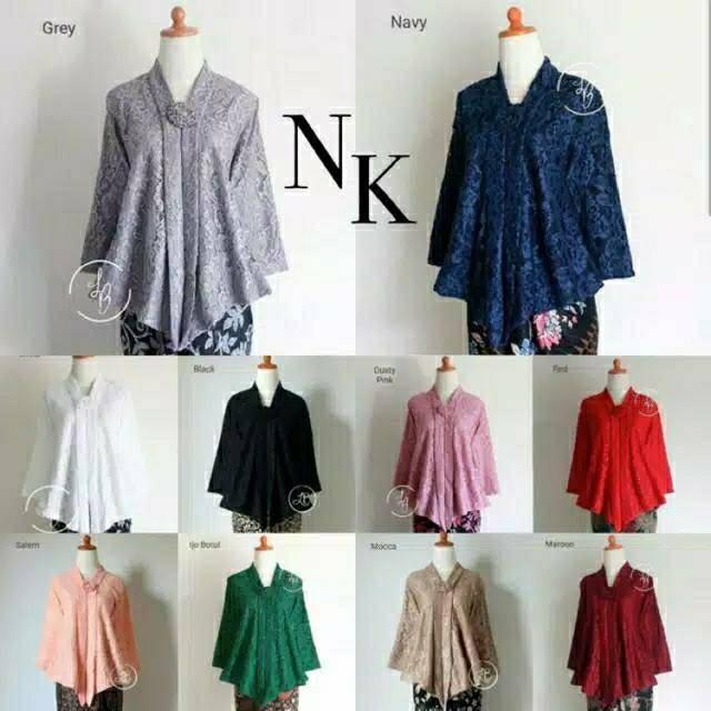 Atasan kebaya  kutubaru floy brukat maroon navy abu 
