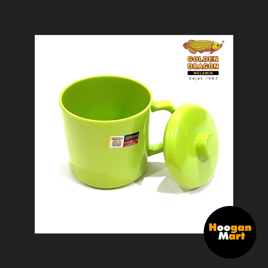 [ Cangkir ] Gelas Melamin dengan Tutup 600 mL B0204 - Golden Dragon